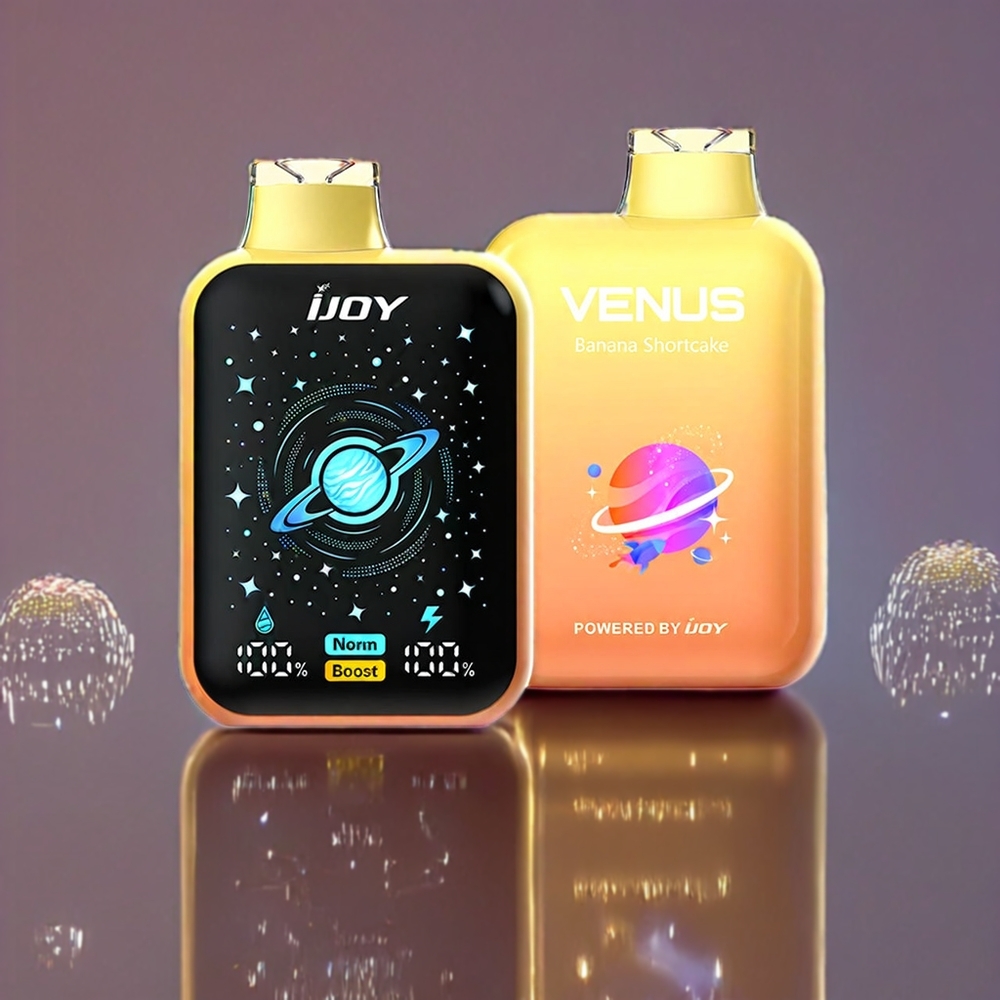 IJOY VENUS 25000 Pust Banankage 20ML 900 mAh TYPE-C 30mg/50mg 0.4 Ohm Dual Mesh Coil 18W/28W Engros Danmark
