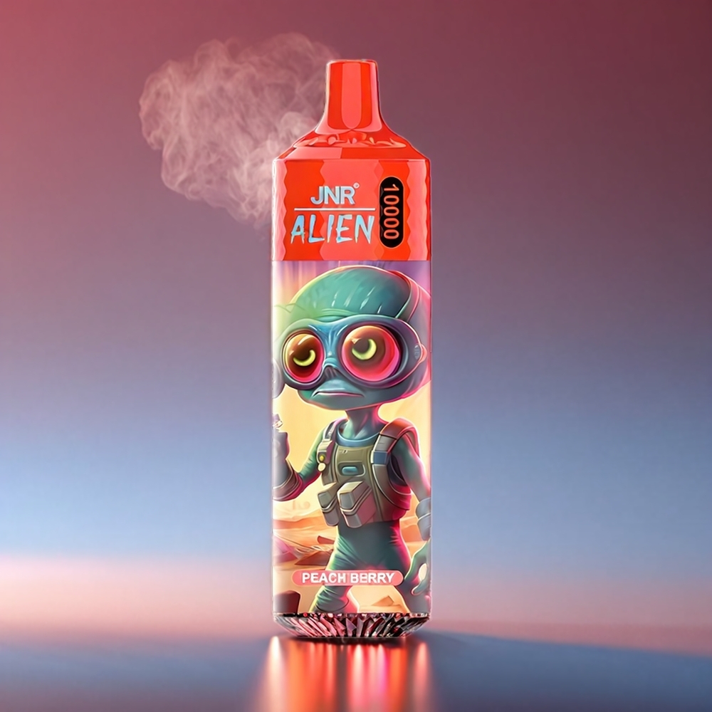 JNR Alien 10000 Puffs Fersken Bær 850mAh 1.2Ω Mesh 20ml Type-C LED RGB Engros Danmark