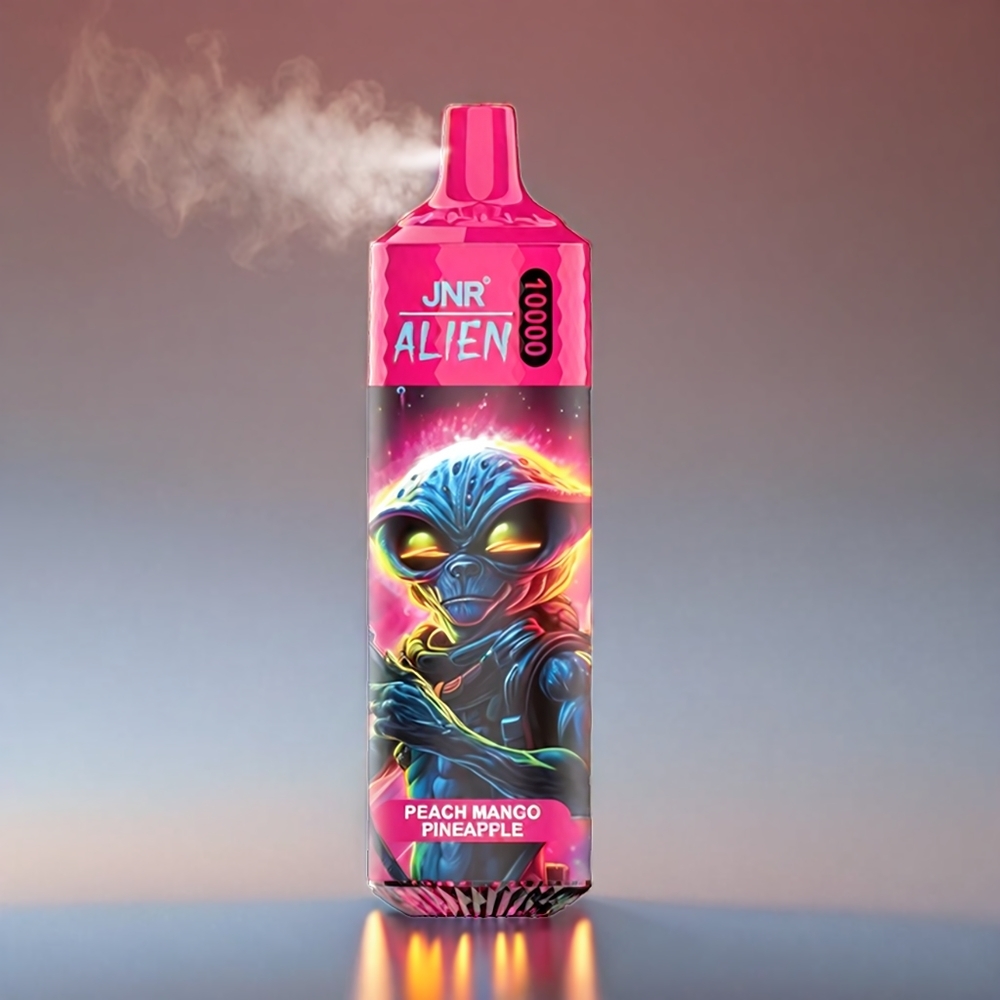 JNR Alien 10000 Puffs Fersken Mango Ananas – 10000 puffs, 850mAh, 1.2Ω Mesh, 20ml, Type-C, LED RGB + Engros Danmark