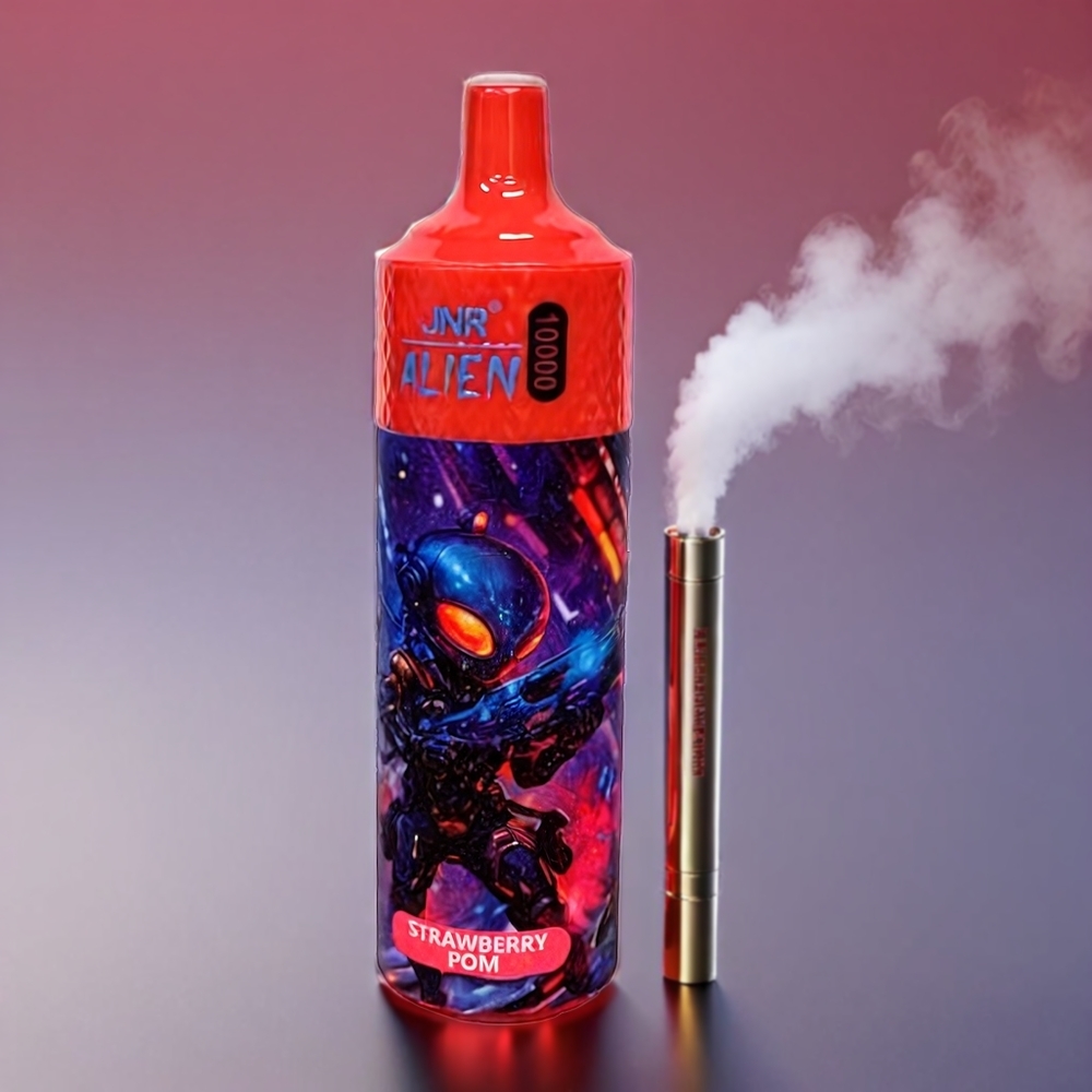 JNR Alien 10000 Puffs Jordbær Drue 850mAh 1.2Ohm Mesh 20ml Type-C LED RGB Engros Danmark