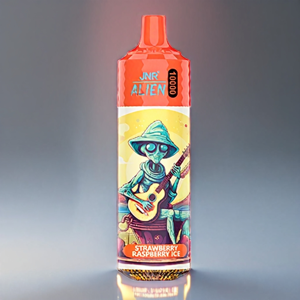 JNR Alien 10000 Puffs Jordbær Hindbær med 850mAh 1.2Ω Mesh 20ml Type-C RGB - Engros Danmark