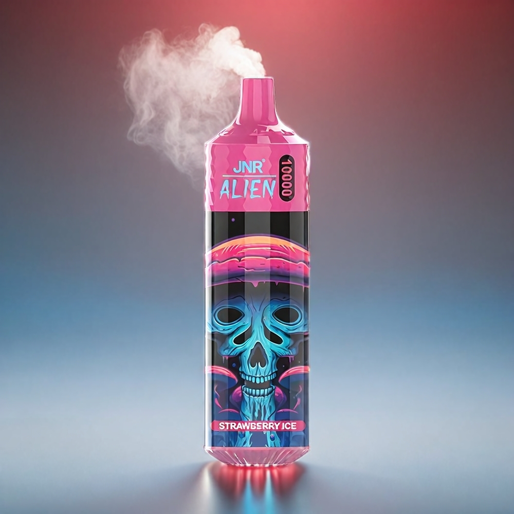 JNR Alien 10000 Puffs Jordbær med 850mAh 1.2Ohm Mesh 20ml Type-C RGB 0-2-5% Engros Danmark