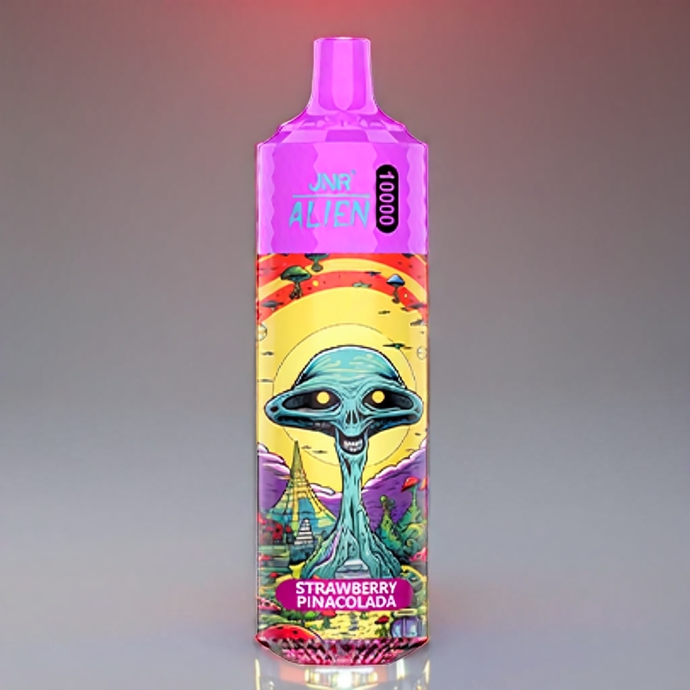 JNR Alien 10000 Puffs Vape Jordbær Pina Colada - 10000 Puffs, 850mAh, 1.2Ohm, 20ml, Type-C, LED RGB Engros Danmark