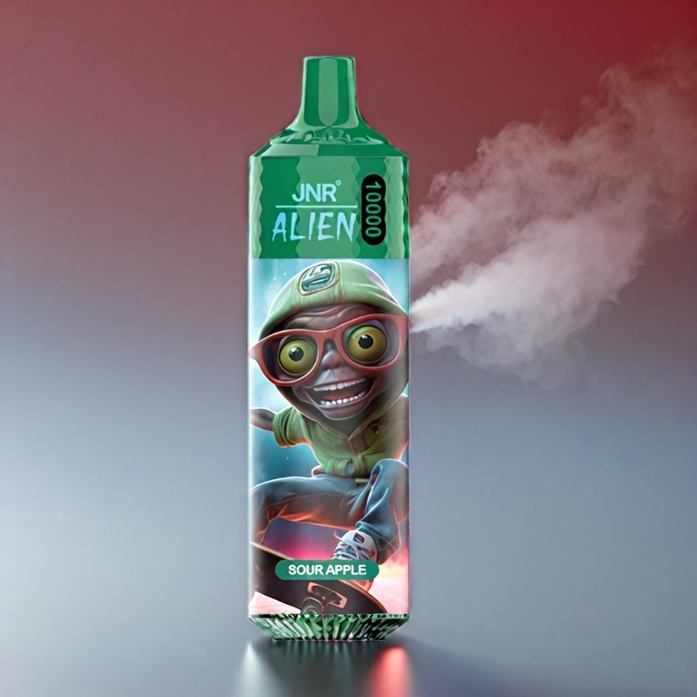 Jnr Alien 10000 Puffs Sur Æble 850mAh 1.2Ohm Mesh 20ml Type-C LED Engros Danmark