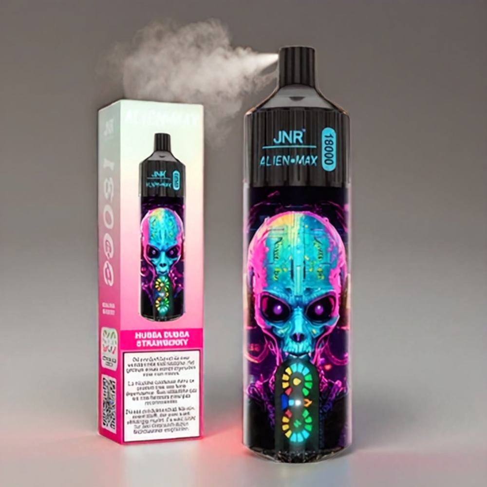 JNR Alien Max 18000 Puffs Hubba Bubba Jordbær Dual Mesh Coil 850mAh 28ml Type-C Engros Danmark