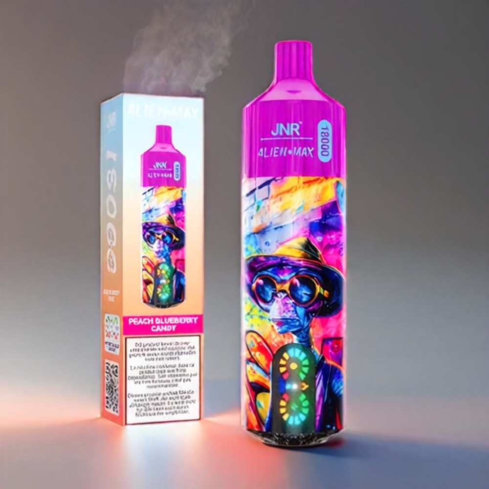 Jnr Alien Max 18000 Puffs Smart LED Dual Mesh Blåbær Fersken Slik Type-C 28ml 850mAh Engros Danmark