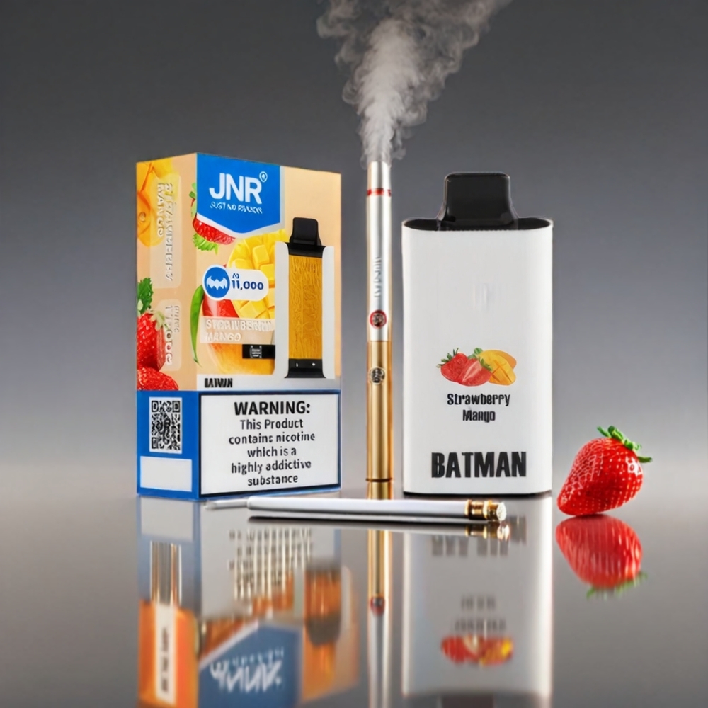 Jnr Batman 11000 Puffs 850mAh 20ml Type-C Quick Charge Dual Mesh Coil Jordbær Mango Engros Danmark