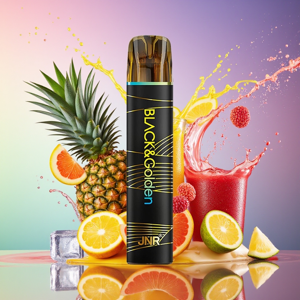 JNR Black&Golden 800 Puffs Engangs Vape Ananas Is 800 Puffs 550mAh 2ml TPD 2% Nicotin Engros Danmark