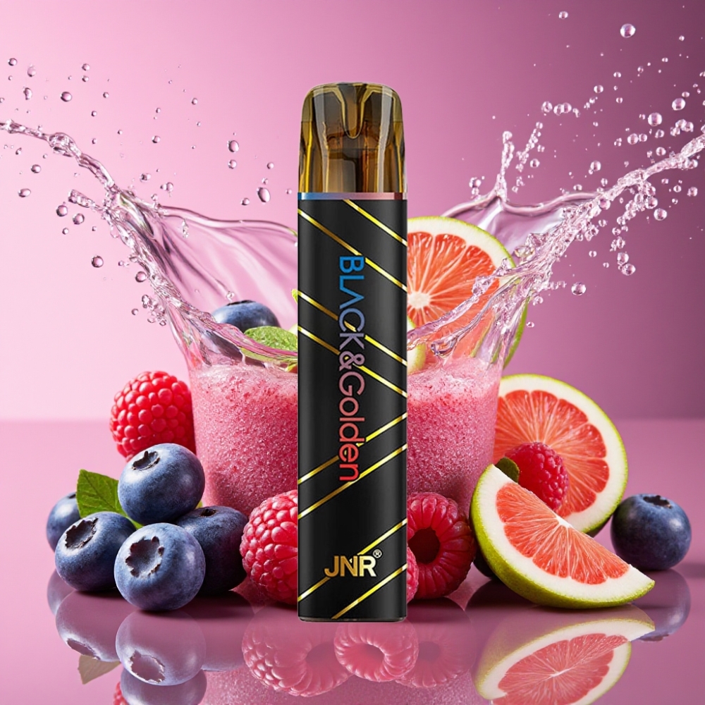 JNR Black&Golden 800 Puffs Engangs Vape Blåbær Sur Hindbær 800 Puffs/550mAh/2ml/TPD/Ingen Opladning/2% Nikotin Engros Danmark