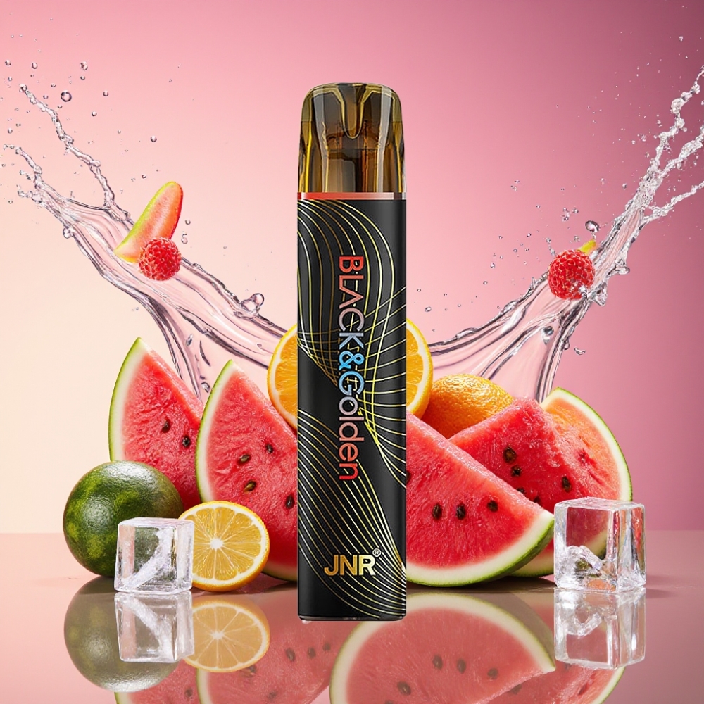 JNR Black&Golden 800 Puffs Engangs Vape Vandmelon Is 800 Puffs 550mAh 2ml 2% TPD Engros Danmark