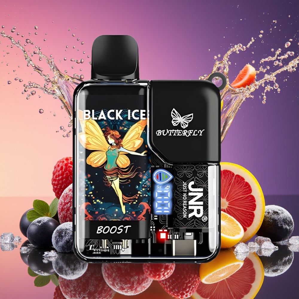 JNR Butterfly 8500 Puffs Sort Is Digital Display 15ml 1.0ohm Mesh 1200mAh Engros Danmark