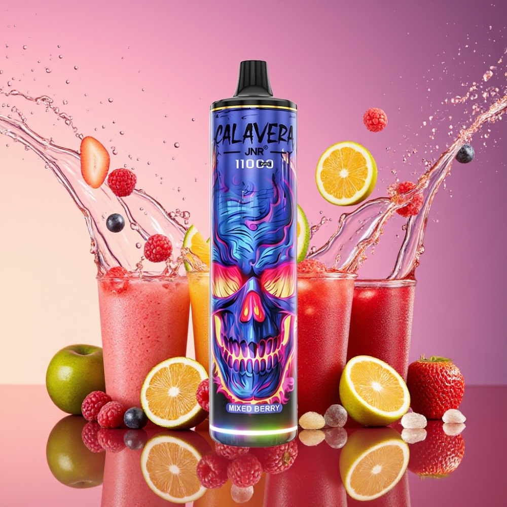JNR Calavera 11000 Puffs Engangs Vape Blandet Bær Type-C 850 mAh 21ml 1.0ohm 0%/2%/5% Engros Danmark
