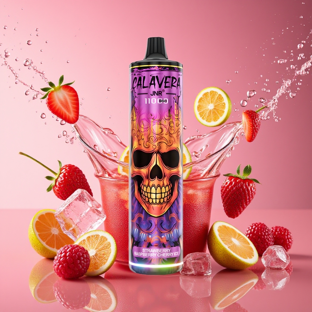JNR Calavera 11000 Puffs Engangs Vape Jordbær Hindbær Kirsebær Is Type-C 850mAh 21ml 1.0ohm 0/2/5% Engros Danmark