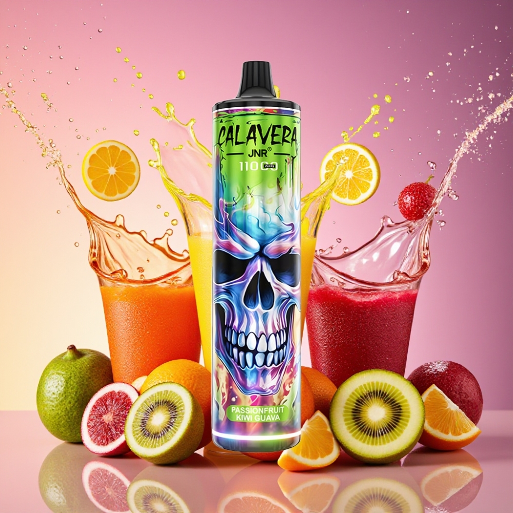 JNR Calavera 11000 Puffs Engangs Vape Passionsfrugt Kiwi Guava Type-C 850mAh 21ml 1.0ohm 0-2-5% Engros Danmark