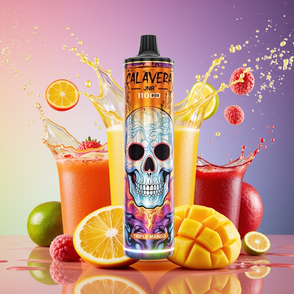 JNR Calavera 11000 Puffs Engangs Vape Tripel Mango Type-C Opladning 850 mAh 21ml 1.0ohm Mesh 0-2-5% Nicotin Engros Danmark