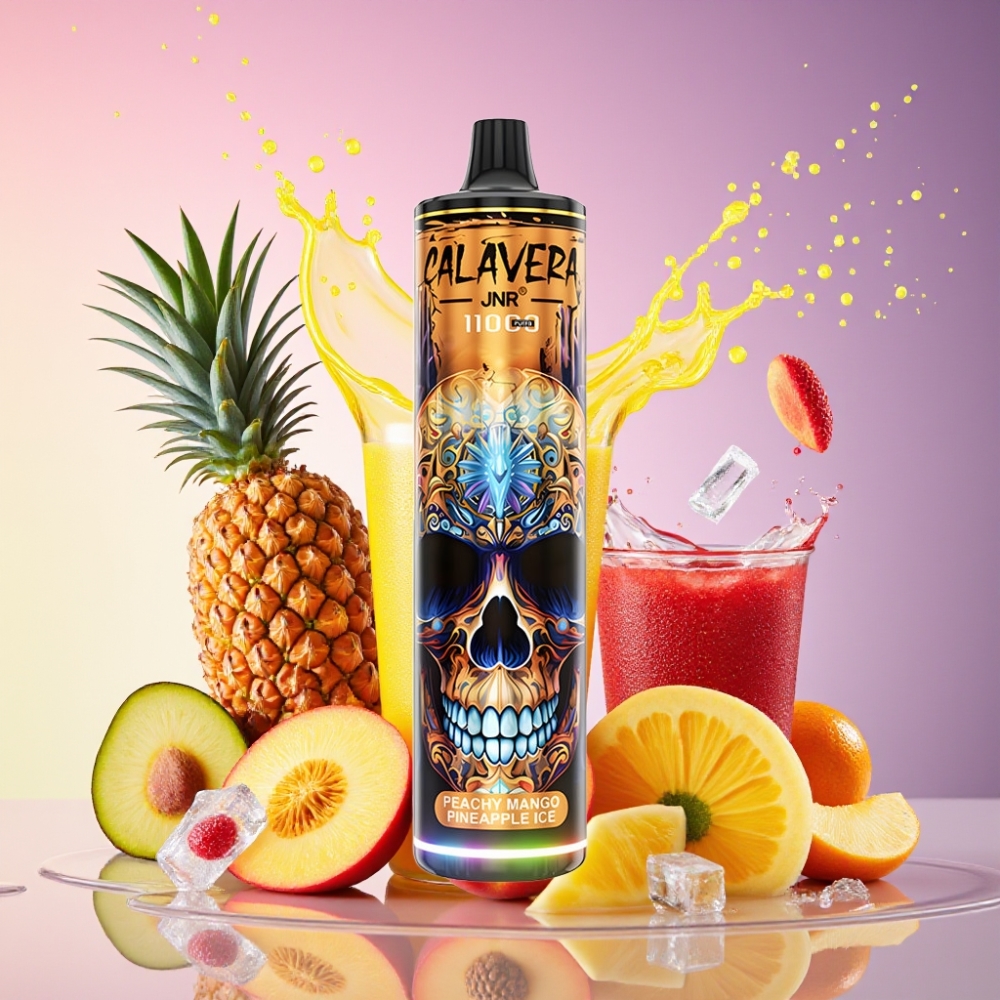 JNR Calavera 11000 Puffs Fersken Mango Ananas Is Type-C 850mAh 21ml 1.0ohm 0/2/5% Engros Danmark