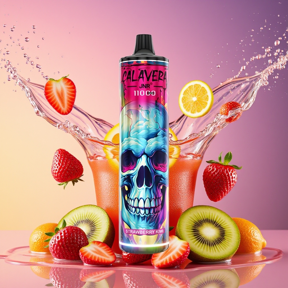 JNR Calavera 11000 Puffs Jordbær Kiwi Type-C 850mAh 21ml 1.0ohm Mesh 0-2-5% Engros Danmark