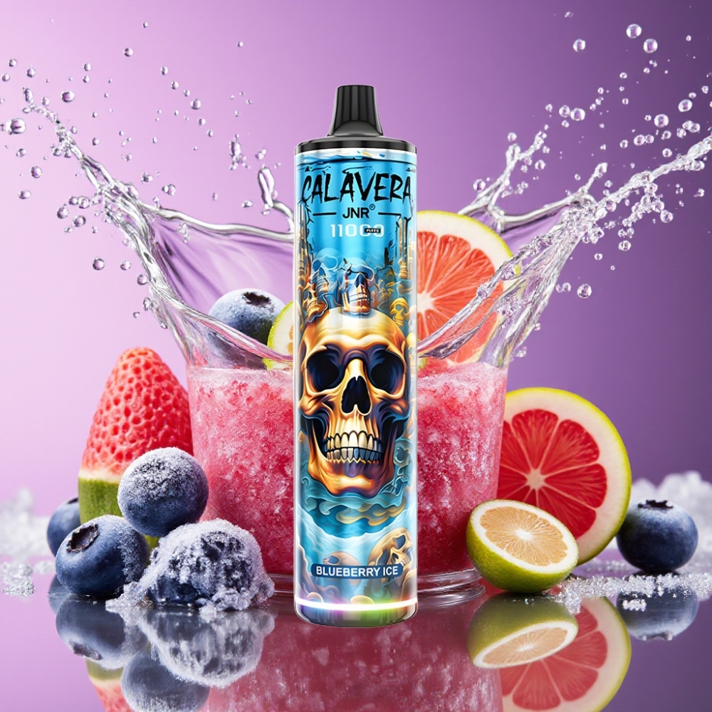JNR Calavera 11000 Puffs Type-C 850mAh 21ml 1.0ohm Blåbær Is 0%/2%/5% Engros Danmark