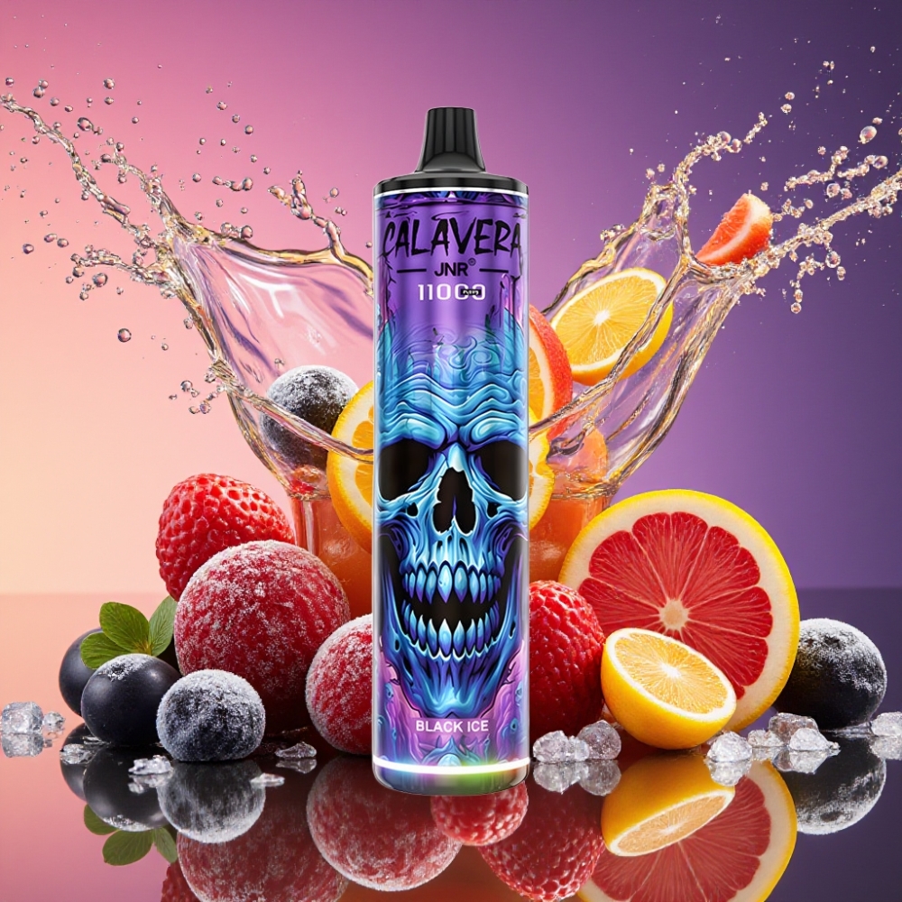 JNR Calavera 11000 Puffs Type-C 850mAh 21ml 1.0ohm Mesh 0%/2%/5% Sort Is Engros Danmark