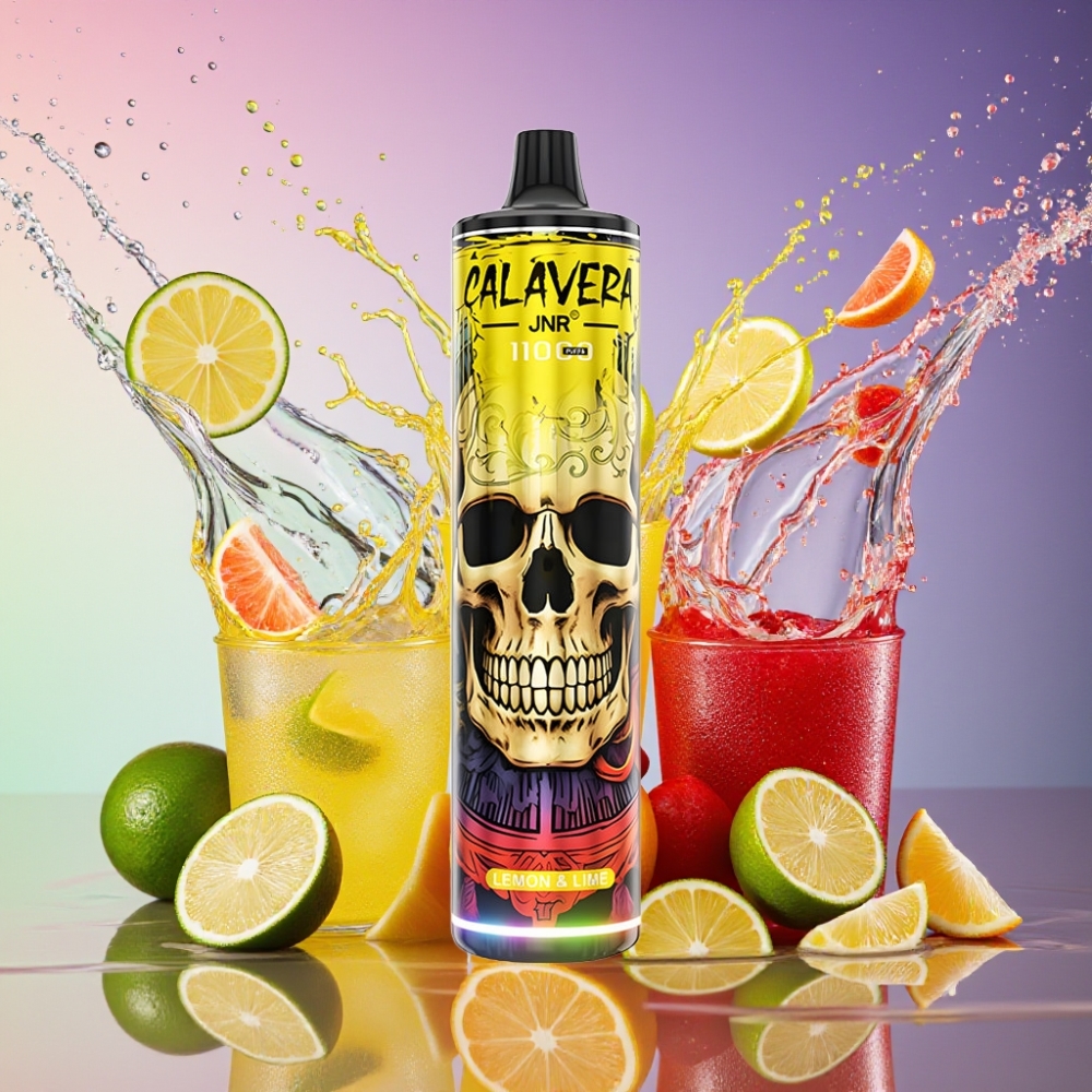 JNR Calavera 11000 Pust Type-C opladning 850 mAh 21ml 1.0ohm Mesh 0%/2%/5% Nikotin Citron & Lime Engros Danmark