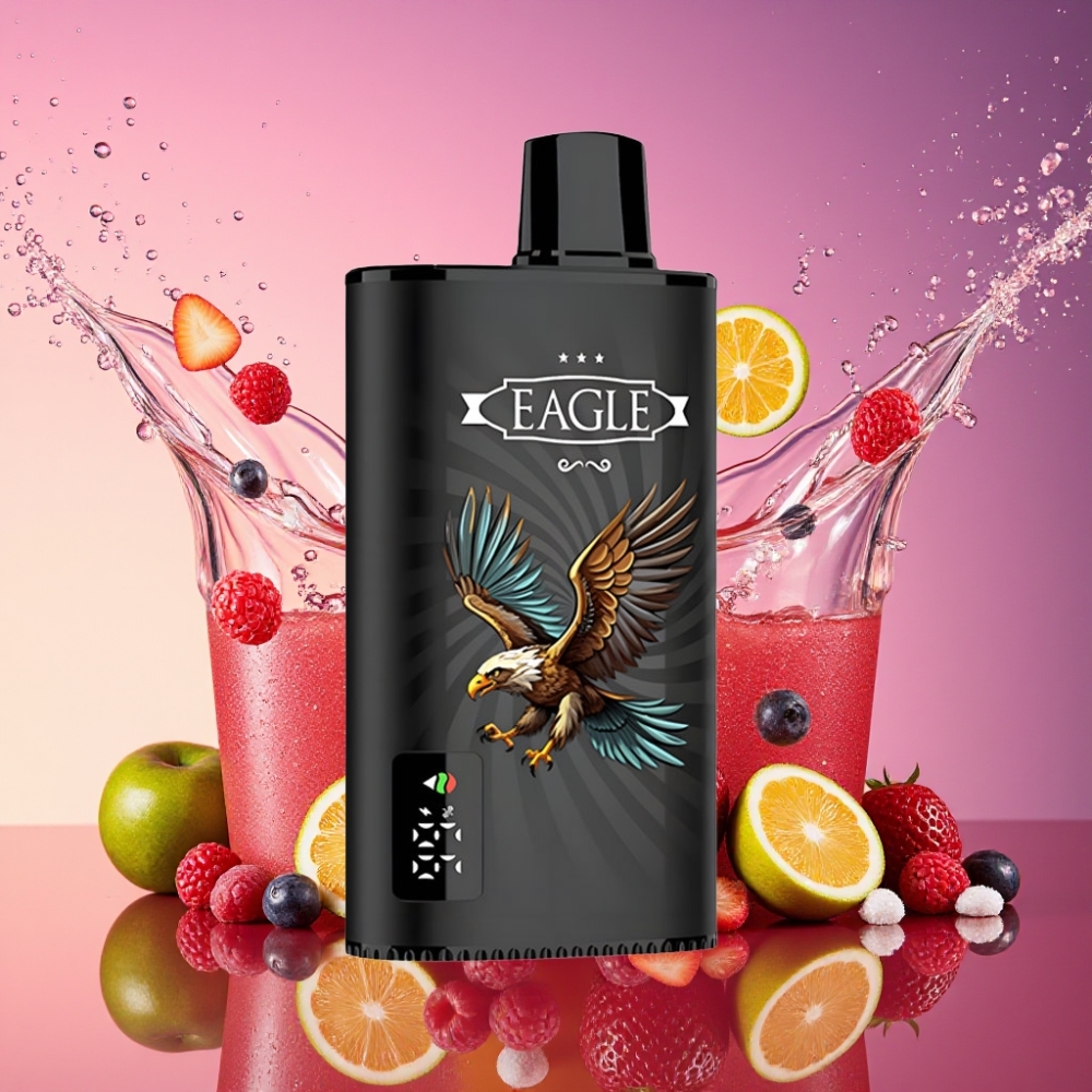 JNR EAGLE Smart 23000 Puffs Digital Skærm Justerbar Luftflow 1.0ohm Mesh Coil 750mAh Type-C 25ml 2% Nikotin Blandede Bær Engros Danmark