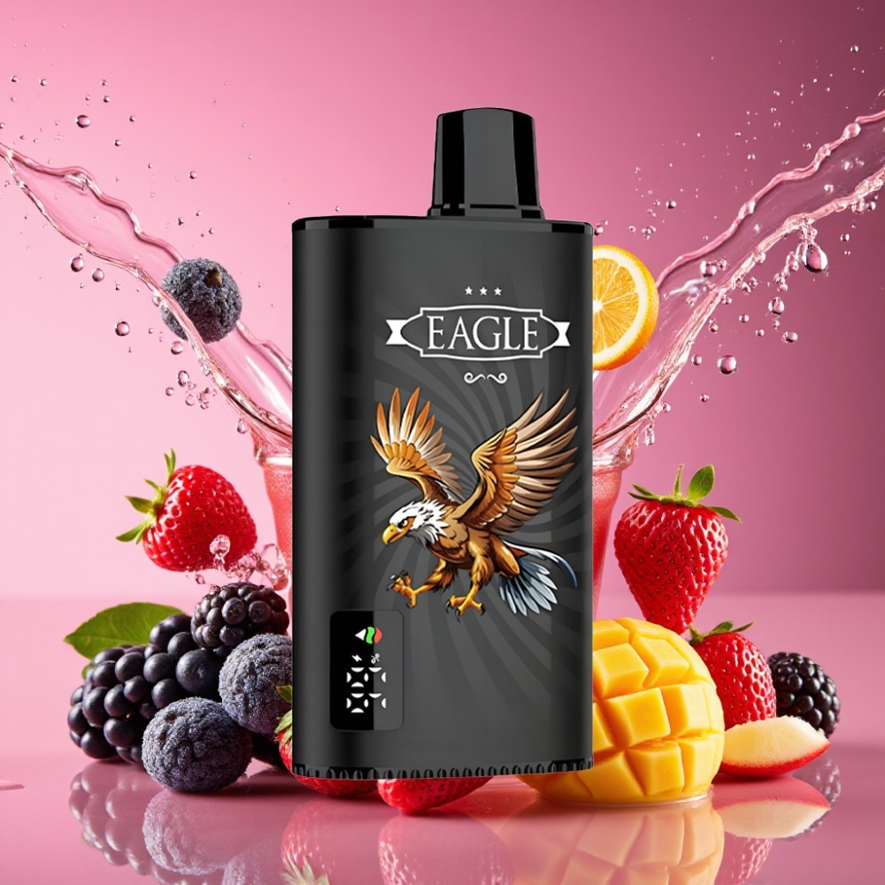 JNR EAGLE Smart 23000 Puffs Digital Skærm Justerbar Luftflow 25ml Sortsolbær Mango Is 1.0ohm Mesh Coil 750mAh Type-C 2 % Nicotin Engros Danmark