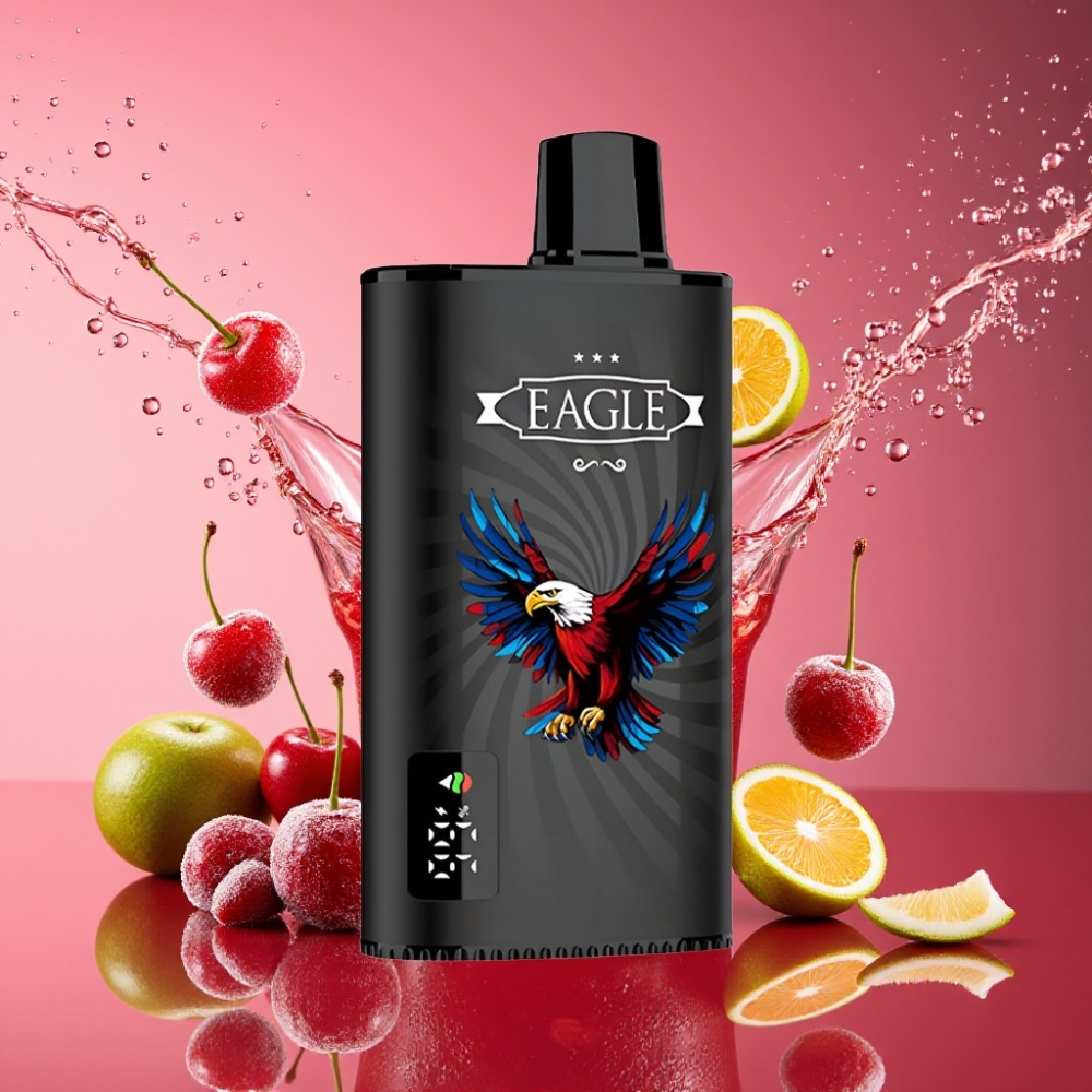 JNR EAGLE Smart 23000 Puffs Engangs Vape Kirsebær Cola Digital Skærm 1.0ohm Mesh Coil Justerbar Luftgennemstrømning 750mAh Batteri Type-C Opladning 25ml E-væske 2% Nikotin Engros Danmark