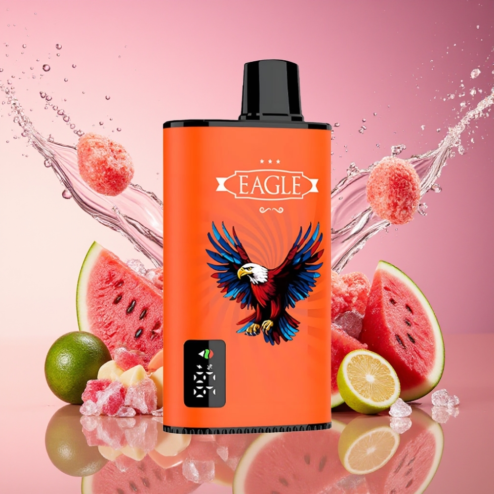 JNR EAGLE Smart 23000 Puffs Vandmelon Bublegum Digital Skærm 1.0ohm Mesh Coil Justerbar Luftgennemstrømning 750mAh Batteri Type-C Opladning 25ml e-Væske Kapacitet 2% Nikotinindhold Engros Danmark