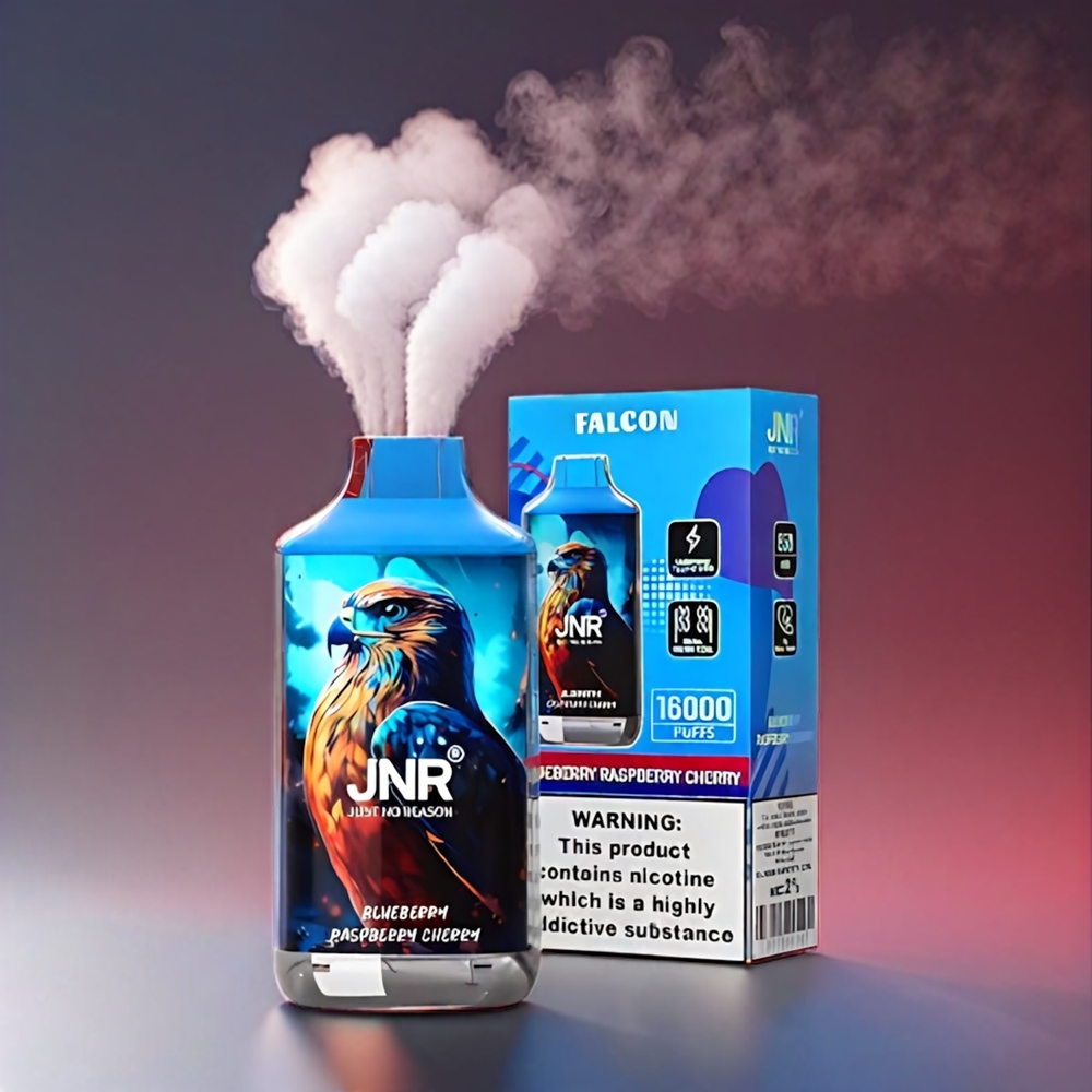 JNR Falcon 16000 Puffs Blåbær Hindbær Kirsebær 850mAh 22ml Dual Mesh Type C Smart LED Engros Danmark