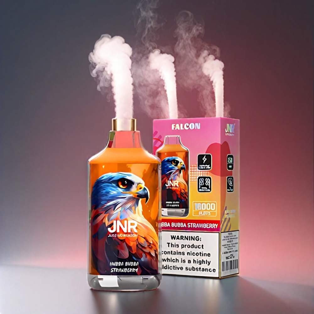 JNR Falcon 16000 Puffs Hubba Bubba Jordbær 850mAh 22ml Dual Mesh Coil Type C & Smart LED Engros Danmark