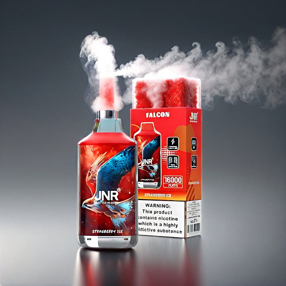 JNR Falcon 16000 Puffs Jordbær 850mAh 22ml Dual Mesh Coil Type C + Smart LED Engros Danmark
