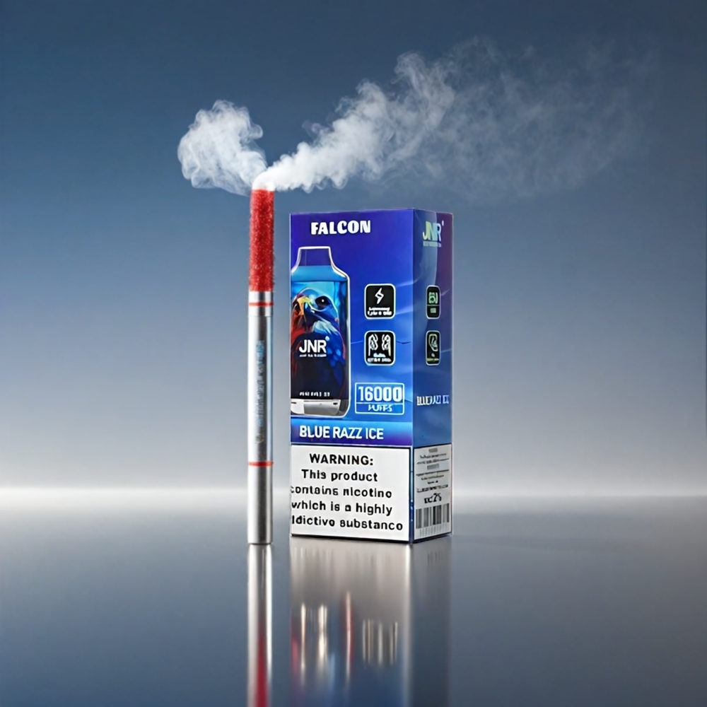 JNR Falkon 16000 Puffs Blå Hindbær – 16000 Puffs 850mAh 22ml Dual Mesh Type C Smart LED Engros Danmark