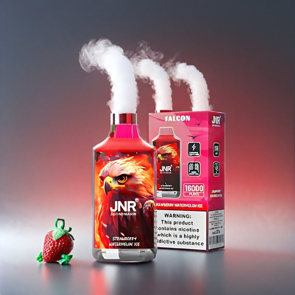 JNR Falkon 16000 Puffs Jordbær Vandmelon - 16000 Puffs, 850 mAh, 22ml, Dual Mesh Coil, Type C & Lynladning, Smart LED Display Engros Danmark