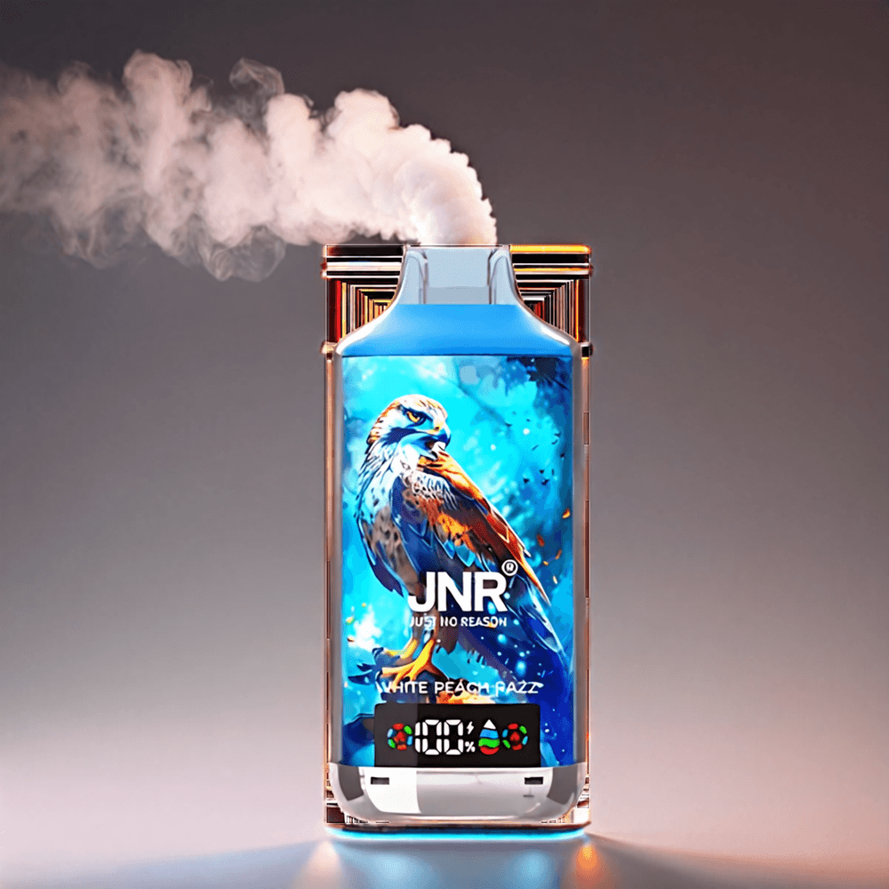 JNR Falcon X 18000 Puffs 24ml 750mAh Dual Mesh Coil Digital Display Type-C Hvid Fersken Razz Engros Danmark