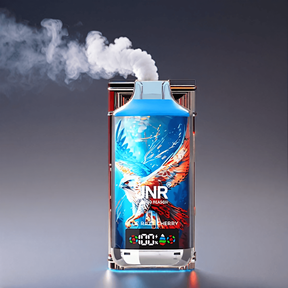 JNR Falcon X 18000 Puffs 750mAh 24ml Dual Mesh & Dual Core Digital Type-C Blå Razz Kirsebær Engros Danmark