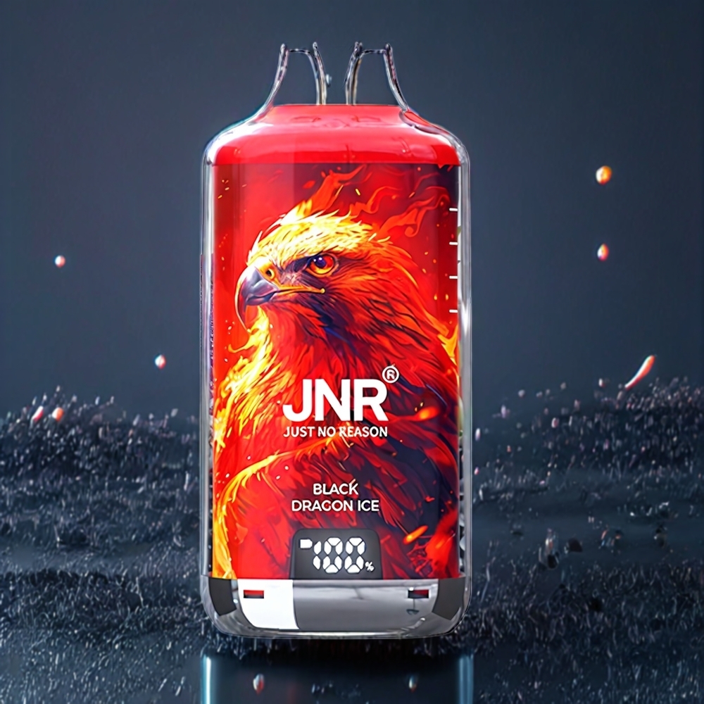 JNR Falken X⁺ 28000 Pust Sort Drage Is 1.2Ω Dual Mesh Coil 950mAh 2 10ml Type-C Parameter Kombination Engros Danmark