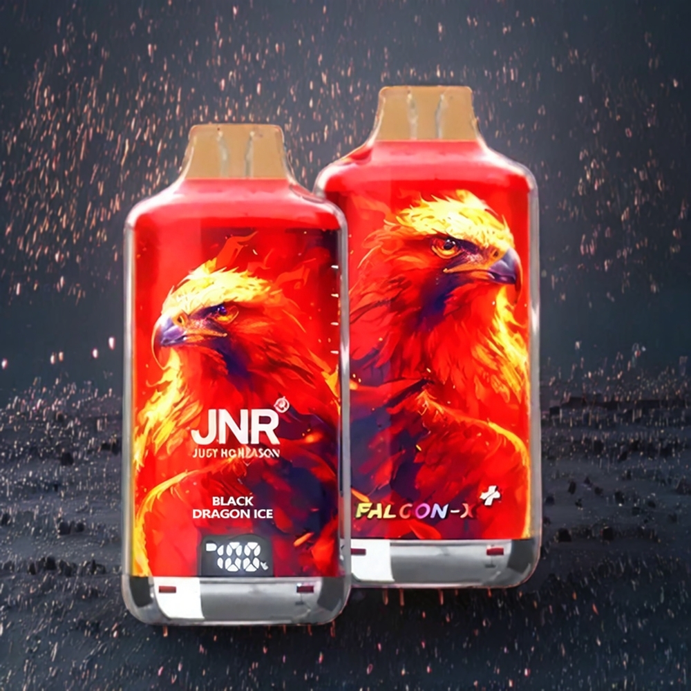 JNR Falken X⁺ 28000 Pust Sort Drage Is 1.2Ω Dual Mesh Coil 950mAh 2 10ml Type-C Parameter Kombination Engros Danmark
