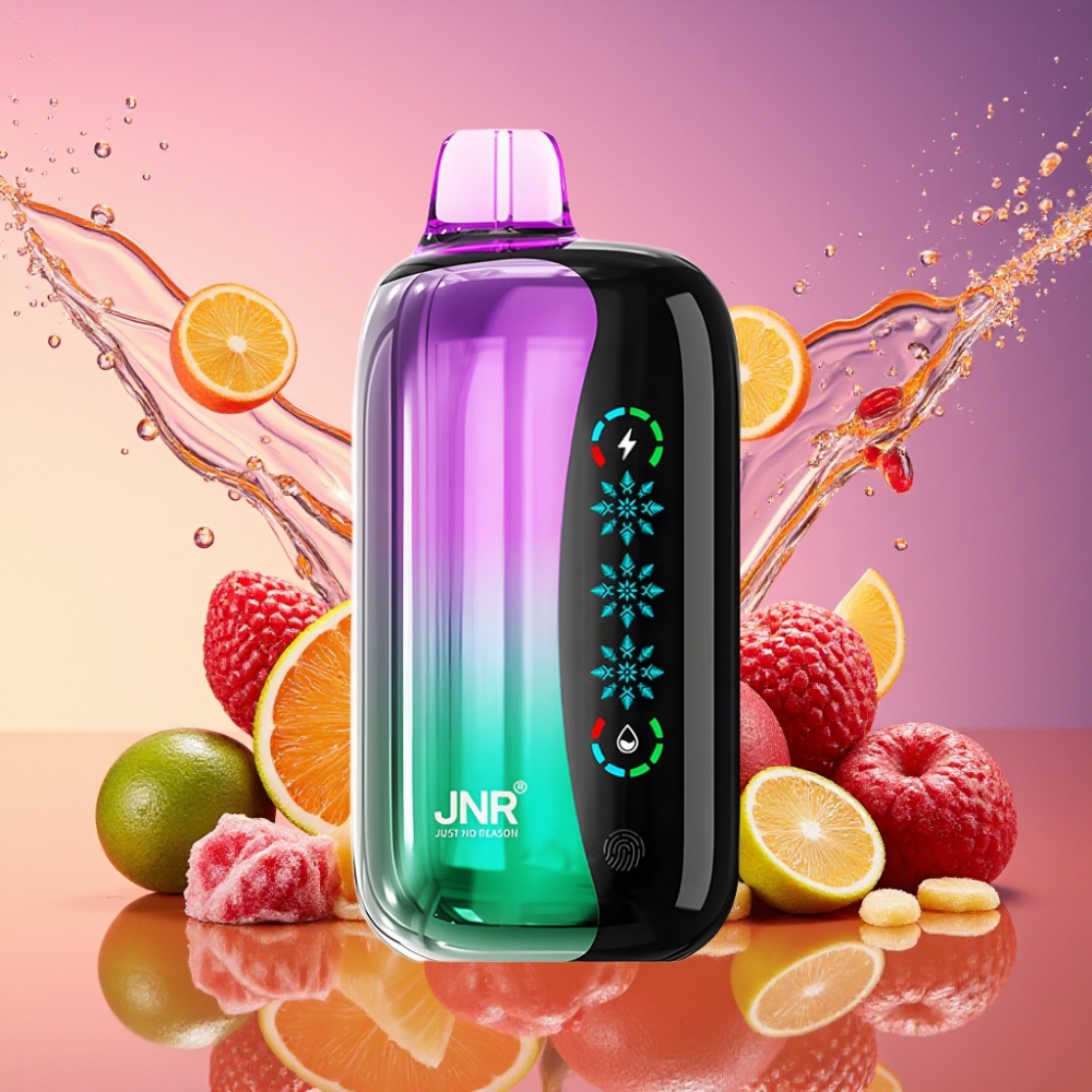 JNR Flex Ice 21000 Puffs Engangs Vape Sure Kirsebær Gummies Justerbar Luftventil Touch Skærm 1.2 Ohm Dual Mesh Type-C 1000mAh Engros Danmark