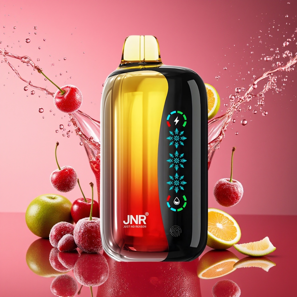 JNR Flex Ice 21000 Pust Engangs Vape Kirsebær Cola Is Justerbar 26ml E-væske Tilpasselig Luftflow Touchskærm 1.2 Ohm Dual Mesh 1000mAh Batterikapacitet Type-C Opladning Nikotinindhold 0%,2%,3%,5% Engr