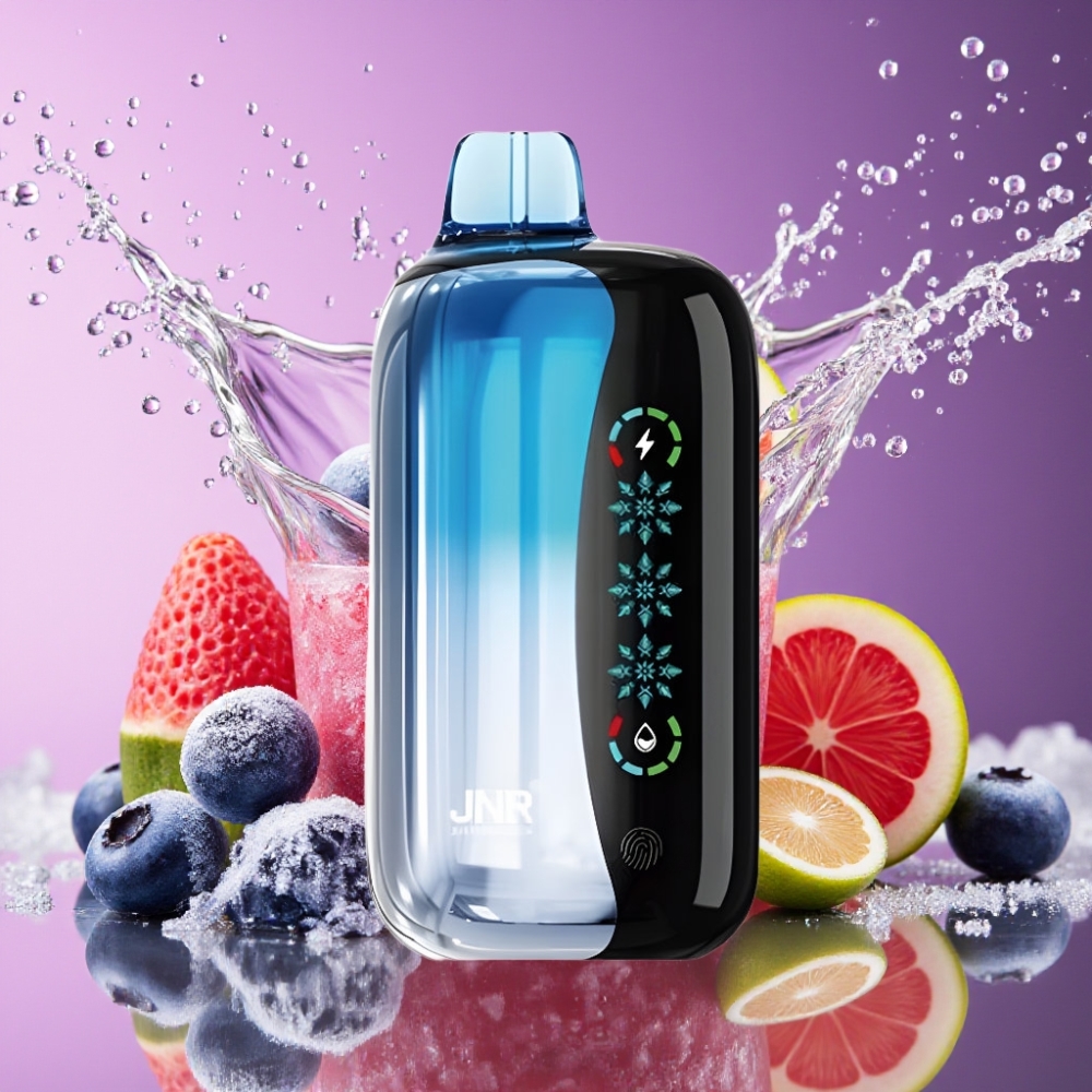 JNR Flex Ice 21000 Pust Justerbar Is 26ml Tilpasselig Luftflow Touch Skærm 1.2 Ohm Dual Mesh 1000mAh Type-C Ladning Nikotinholdighed 0%,2%,3%,5% Blåbær Is Engros Danmark