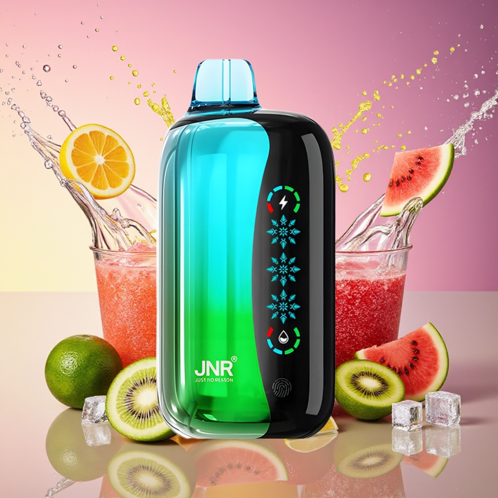 JNR Flex Ice 21000 Pust Justerbar Is Kiwi Vandmelon Is 26ml Tilpasselig Luftflow Berøringsskærm 1,2 Ohm Dual Mesh 1000mAh Type-C 0%,2%,3%,5% Engros Danmark