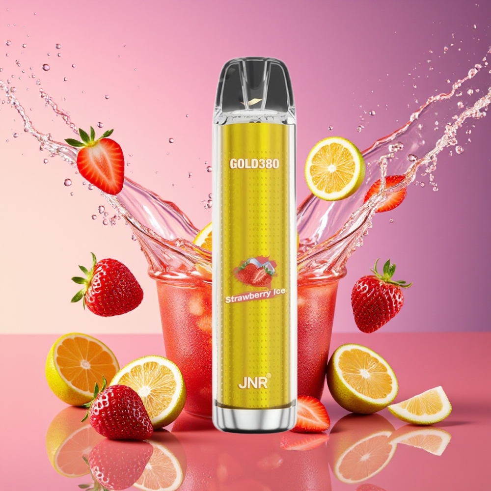JNR Glod380 6000 Puds Engangs Vape Jordbær Is 1500mAh 1.0ohm Mesh 13ml 0%/2%/5% Engros Danmark