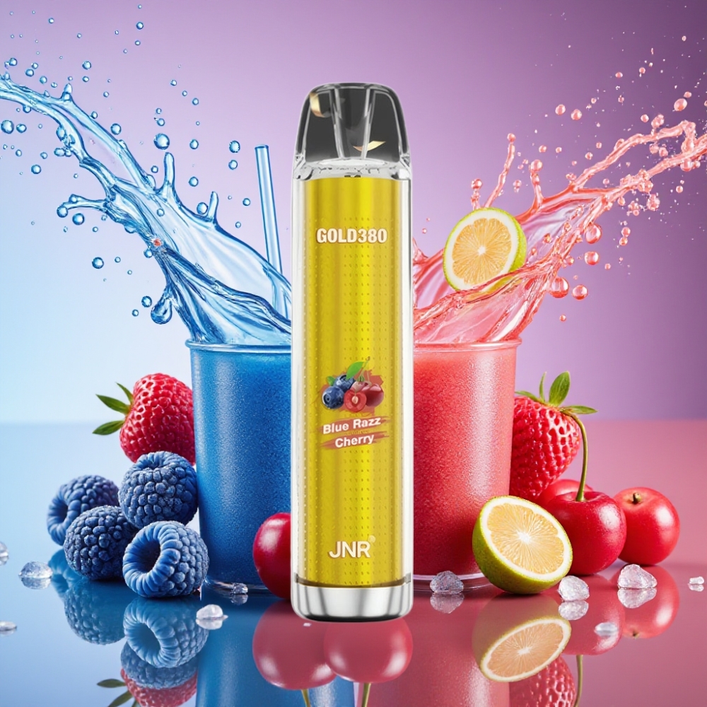 JNR Glod380 6000 Puffs Blå Hindbær Kirsebær 1500mAh 1.0ohm Mesh 13ml 0%/2%/5% Engros Danmark