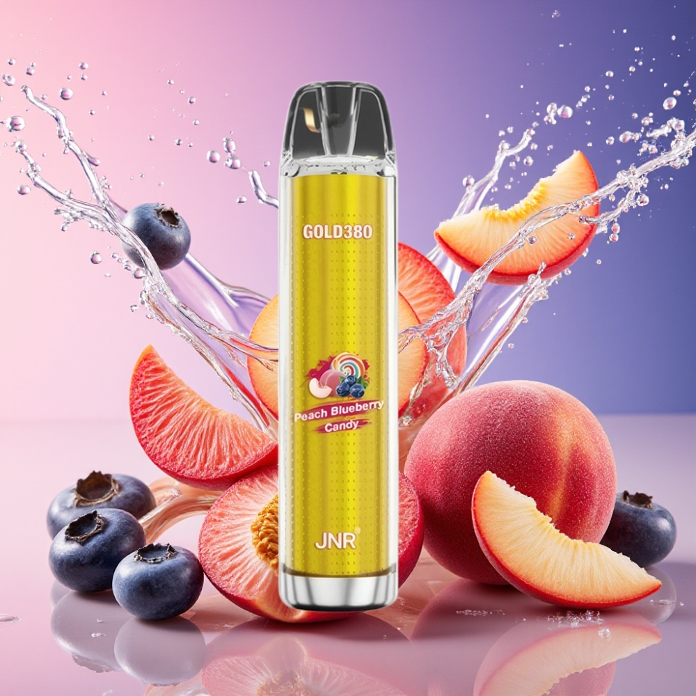 JNR Glod380 6000 Puffs Fersken Blåbær 1500mAh 1.0ohm Mesh 13ml 0%/2%/5% Engros Danmark