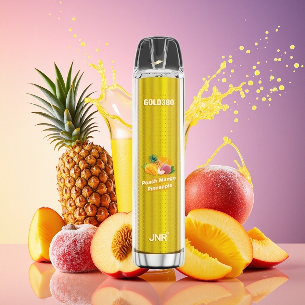 JNR Glod380 6000 Puffs Fersken Mango Ananas 1500mAh 1.0ohm Mesh 13ml 0%/2%/5% Engros Danmark