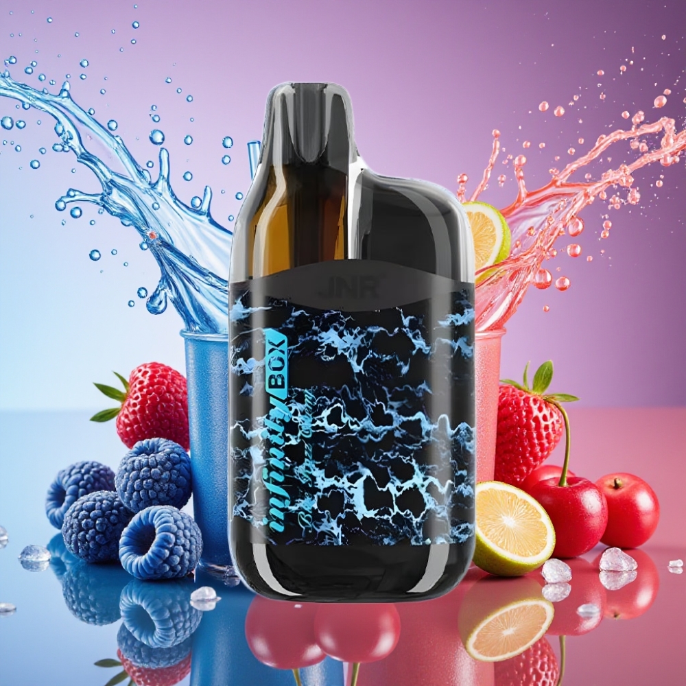 JNR Infinity Box 10700 Puffs Engangs Vape Blå Hindbær Kirsebær 2200mAh 15ml 2% Engros Danmark