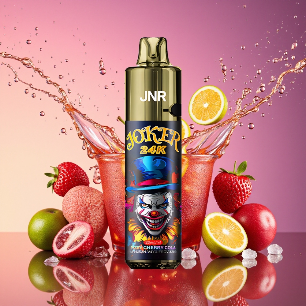 JNR Joker 24000 Puffs Engangs Vape Sprudlende Kirsebær Cola 2+10ml Opladning 800mAh 2% Nikotin Engros Danmark