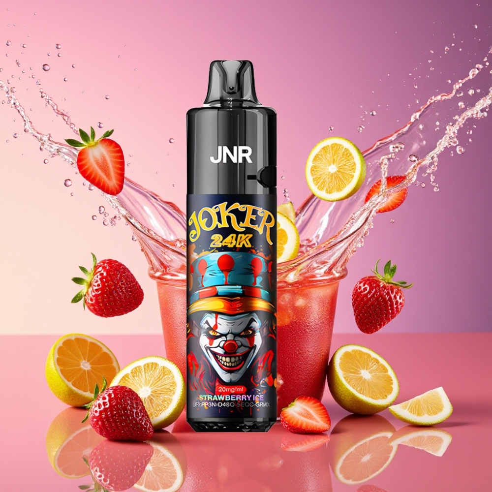 JNR Joker 24000 Puffs Genanvendelig Vape Jordbær Is 2+10ml 800mAh 2% Nikotin Engros Danmark