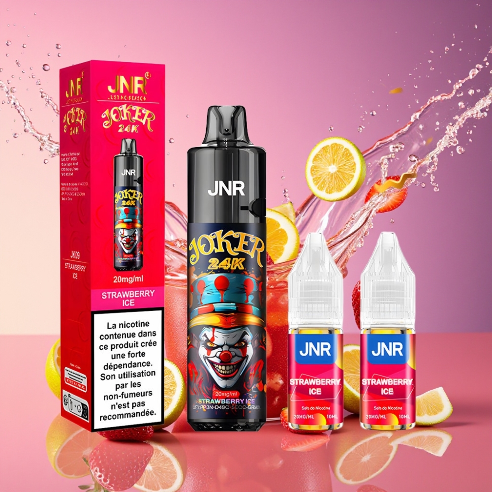 JNR Joker 24000 Puffs Genanvendelig Vape Jordbær Is 2+10ml 800mAh 2% Nikotin Engros Danmark