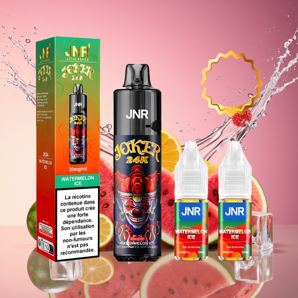 JNR Joker 24000 Puffs Genanvendelig Vape Vandmelon Is 2+10ml Opladning 800mAh Type-C 2% Nikotin Engros Danmark